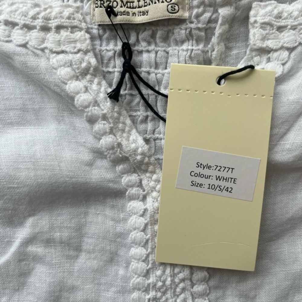 Terzo Millennio white linen‎ tunic blouse made in Italy NWT - Picture 5 of 6